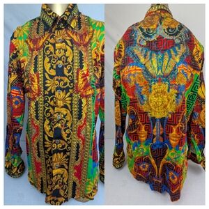Barabas Stunning Rhinestone Butterfly Long Sleeve Men's Shirt Size Large